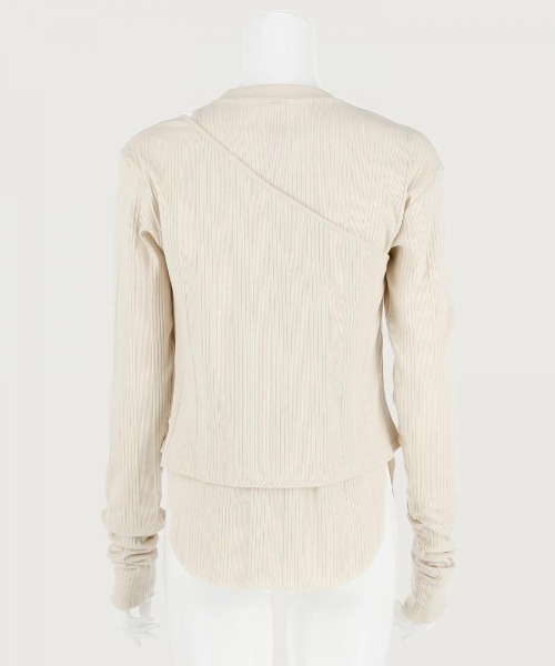 k3&co.(ケイスリーアンドコー)の「LAYERED TEE(Tシャツ/カットソー・レディース・ブラック/ベージュ/ダークグレー/カーキ・ONE SIZE)」の11枚目の写真