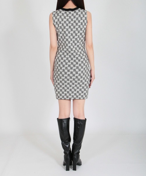 Julia Boutique（ジュリアブティック）の「JB柄モノグラム柄ノースリーブタイトニットワンピース/22525（ワンピース・レディース・ホワイト/グレー・ONE）」の11枚目の写真