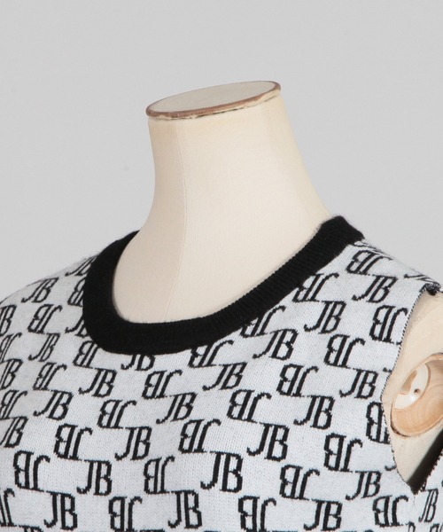 Julia Boutique（ジュリアブティック）の「JB柄モノグラム柄ノースリーブタイトニットワンピース/22525（ワンピース・レディース・ホワイト/グレー・ONE）」の13枚目の写真