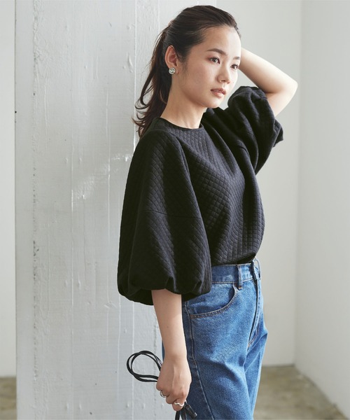 titivate(ティティベイト)の「キルティングボリュームスリーブプルオーバー(Tシャツ/カットソー・レディース・ライトグレー/ブラック/ブラウン・S/M)」の7枚目の写真