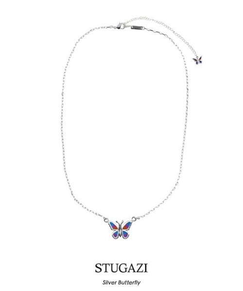 STUGAZI(スガキ)の「【STUGAZI/スガジ】Butterfly Necklace / バタフライ ネックレス バタフライネックレス パール ネックレス パールネックレス シルバー ゴールド 蝶々 チェーンネックレス(ネックレス・メンズ・シルバー/ゴールド・ONE SIZE)」の2枚目の写真