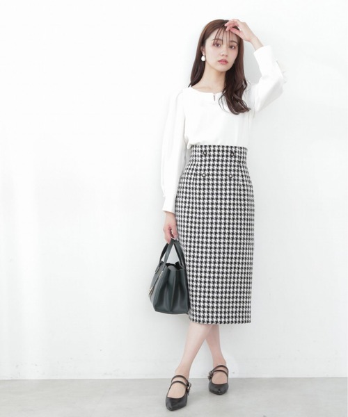EDIT COLOGNE（エディットコロン）の「《E》千鳥柄ロングタイトスカート/1212227901（スカート・レディース・ブラック系その他・X-SMALL/SMALL/MEDIUM）」の4枚目の写真