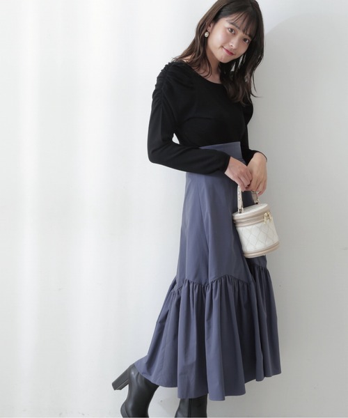 PROPORTION BODY DRESSING（プロポーションボディドレッシング）の「【美人百花11月号タイアップ 休井美郷さん着用商品】タフタギャザースカート / 1212220004（スカート・レディース・ピンク/ブルー系その他/ベージュ・MEDIUM/SMALL）」の3枚目の写真
