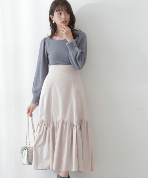 PROPORTION BODY DRESSING（プロポーションボディドレッシング）の「【美人百花11月号タイアップ 休井美郷さん着用商品】タフタギャザースカート / 1212220004（スカート・レディース・ピンク/ブルー系その他/ベージュ・MEDIUM/SMALL）」の6枚目の写真
