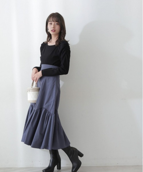 PROPORTION BODY DRESSING（プロポーションボディドレッシング）の「【美人百花11月号タイアップ 休井美郷さん着用商品】タフタギャザースカート / 1212220004（スカート・レディース・ピンク/ブルー系その他/ベージュ・MEDIUM/SMALL）」の10枚目の写真