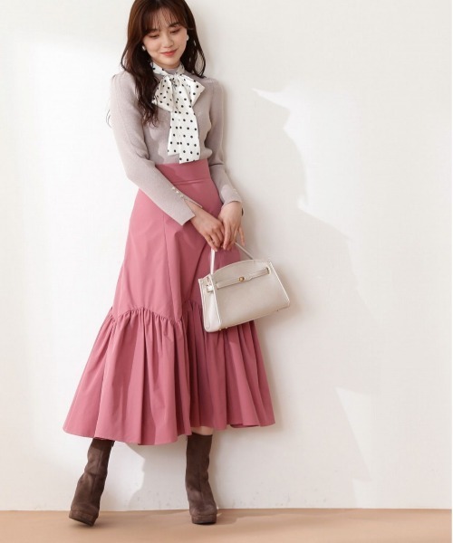 PROPORTION BODY DRESSING（プロポーションボディドレッシング）の「【美人百花11月号タイアップ 休井美郷さん着用商品】タフタギャザースカート / 1212220004（スカート・レディース・ピンク/ブルー系その他/ベージュ・MEDIUM/SMALL）」の16枚目の写真