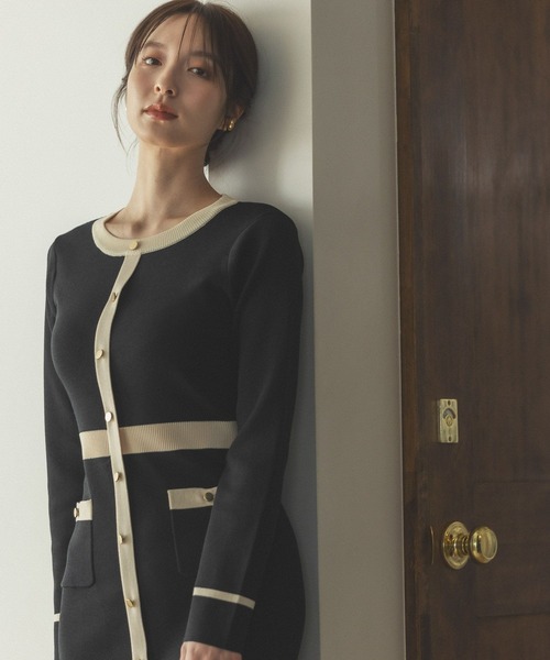 Andemiu（アンデミュウ）の「ハイショクＩラインニットワンピース162161（ワンピース・レディース・ブラック/ベージュ/パープル/ブラウン・FREE）」の2枚目の写真