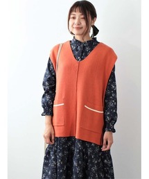 【M~5L 大きいサイズ】Vネック サイド スリット ベスト