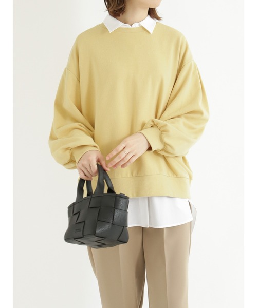 Samansa Mos2 blue（サマンサモスモスブルー）の「ボリュームスリーブスウェット（Tシャツ/カットソー・レディース・ネイビー/サックスブルー/イエロー/モカ・ﾌﾘ-）」の4枚目の写真