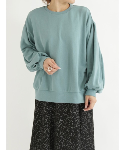 Samansa Mos2 blue（サマンサモスモスブルー）の「ボリュームスリーブスウェット（Tシャツ/カットソー・レディース・ネイビー/サックスブルー/イエロー/モカ・ﾌﾘ-）」の6枚目の写真