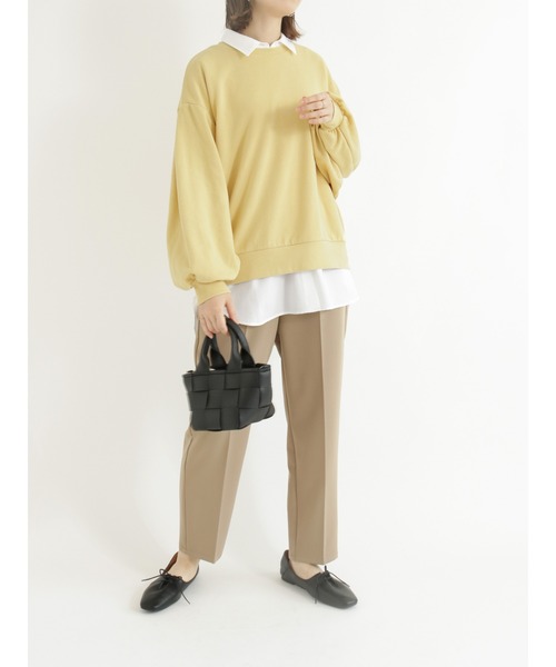 Samansa Mos2 blue（サマンサモスモスブルー）の「ボリュームスリーブスウェット（Tシャツ/カットソー・レディース・ネイビー/サックスブルー/イエロー/モカ・ﾌﾘ-）」の14枚目の写真