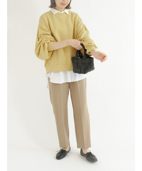 Samansa Mos2 blue（サマンサモスモスブルー）の「ボリュームスリーブスウェット（Tシャツ/カットソー・レディース・ネイビー/サックスブルー/イエロー/モカ・ﾌﾘ-）」の18枚目の写真