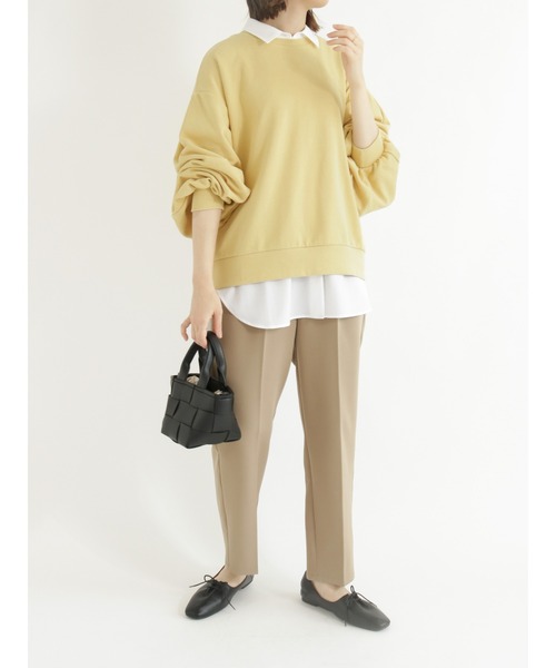 Samansa Mos2 blue（サマンサモスモスブルー）の「ボリュームスリーブスウェット（Tシャツ/カットソー・レディース・ネイビー/サックスブルー/イエロー/モカ・ﾌﾘ-）」の5枚目の写真