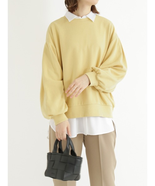 Samansa Mos2 blue（サマンサモスモスブルー）の「ボリュームスリーブスウェット（Tシャツ/カットソー・レディース・ネイビー/サックスブルー/イエロー/モカ・ﾌﾘ-）」の17枚目の写真