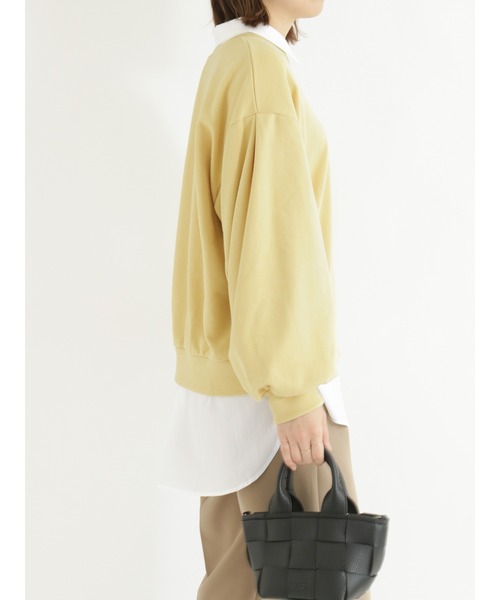 Samansa Mos2 blue（サマンサモスモスブルー）の「ボリュームスリーブスウェット（Tシャツ/カットソー・レディース・ネイビー/サックスブルー/イエロー/モカ・ﾌﾘ-）」の13枚目の写真