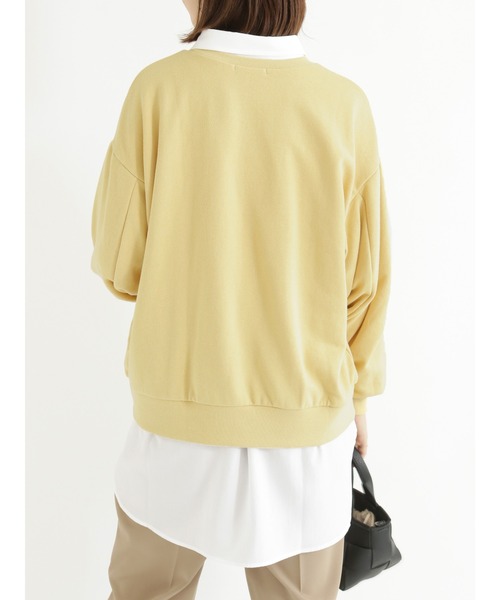 Samansa Mos2 blue（サマンサモスモスブルー）の「ボリュームスリーブスウェット（Tシャツ/カットソー・レディース・ネイビー/サックスブルー/イエロー/モカ・ﾌﾘ-）」の7枚目の写真