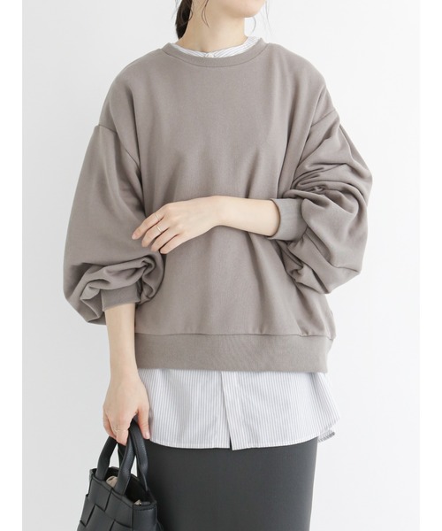 Samansa Mos2 blue（サマンサモスモスブルー）の「ボリュームスリーブスウェット（Tシャツ/カットソー・レディース・ネイビー/サックスブルー/イエロー/モカ・ﾌﾘ-）」の21枚目の写真