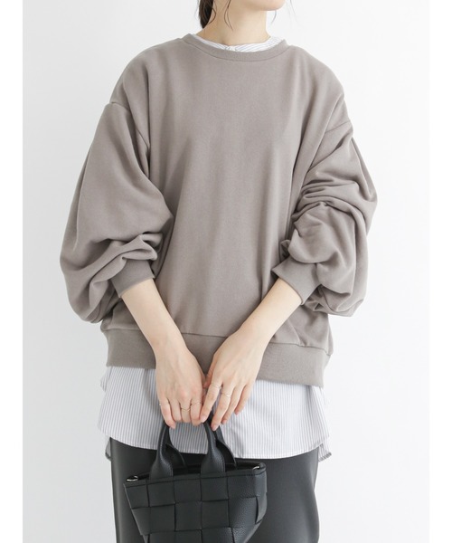 Samansa Mos2 blue（サマンサモスモスブルー）の「ボリュームスリーブスウェット（Tシャツ/カットソー・レディース・ネイビー/サックスブルー/イエロー/モカ・ﾌﾘ-）」の22枚目の写真