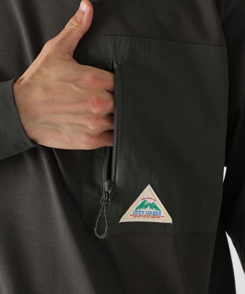 niko and...（ニコアンド）の「[CITY CREEK]異素材ギミックプルオーバー（Tシャツ/カットソー・メンズ・カーキ/チャコール・MEDIUM/LARGE）」の20枚目の写真