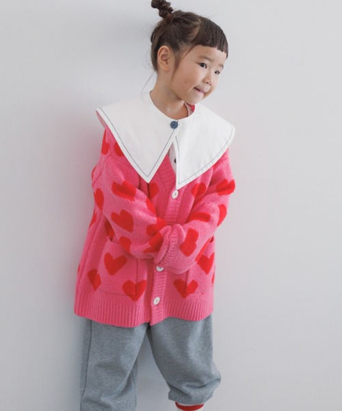 LOWRYS FARM（ローリーズファーム）の「ハートＪＱＢＩＧカーディガン　357628（カーディガン/ボレロ・キッズ・ブラック/ピンク・110cm/120cm/130cm/140cm/150cm）」の2枚目の写真