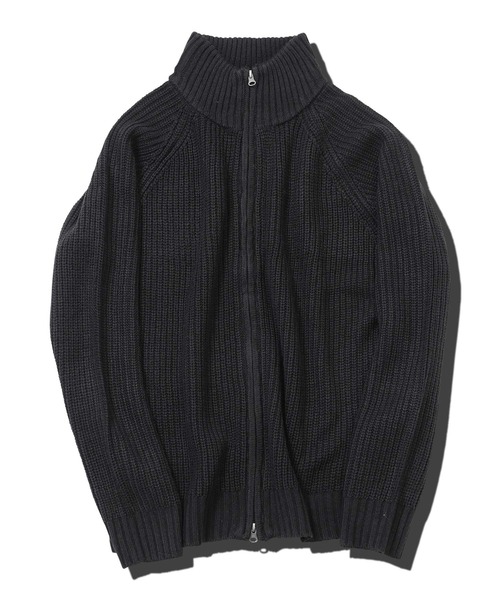 ニットジャケット フルジップ jiggys shop（ジギーズショップ）の「あぜ編み ダブルジップ