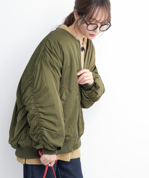 n'OrLABEL（ノアールレーベル）の「『シャーリングデザインMA-1ジャケット』（MA-1・レディース・グレイッシュベージュ/カーキ/ブラック・FREE）」の14枚目の写真