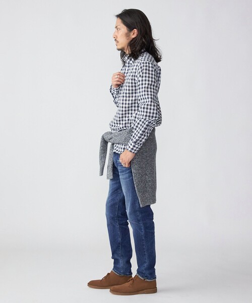 SHIPS（シップス）の「*SHIPS: 防シワ・吸水速乾 Drymix(R) ワンポイント ロゴ ギンガムチェック ボタンダウン パナマ シャツ（シャツ/ブラウス・メンズ・ベージュ/ネイビー/ブルー・SMALL/MEDIUM/LARGE/X-LARGE）」の6枚目の写真