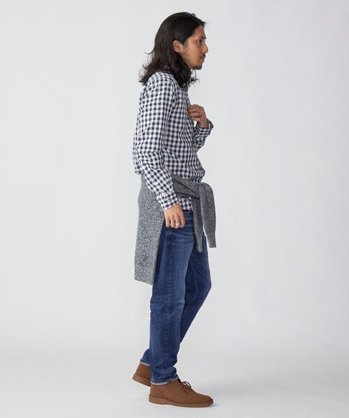 SHIPS（シップス）の「*SHIPS: 防シワ・吸水速乾 Drymix(R) ワンポイント ロゴ ギンガムチェック ボタンダウン パナマ シャツ（シャツ/ブラウス・メンズ・ベージュ/ネイビー/ブルー・SMALL/MEDIUM/LARGE/X-LARGE）」の5枚目の写真