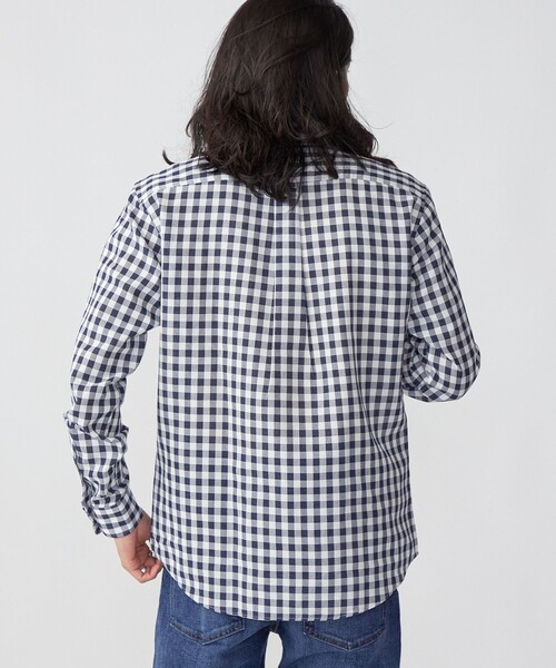 SHIPS（シップス）の「*SHIPS: 防シワ・吸水速乾 Drymix(R) ワンポイント ロゴ ギンガムチェック ボタンダウン パナマ シャツ（シャツ/ブラウス・メンズ・ベージュ/ネイビー/ブルー・SMALL/MEDIUM/LARGE/X-LARGE）」の18枚目の写真