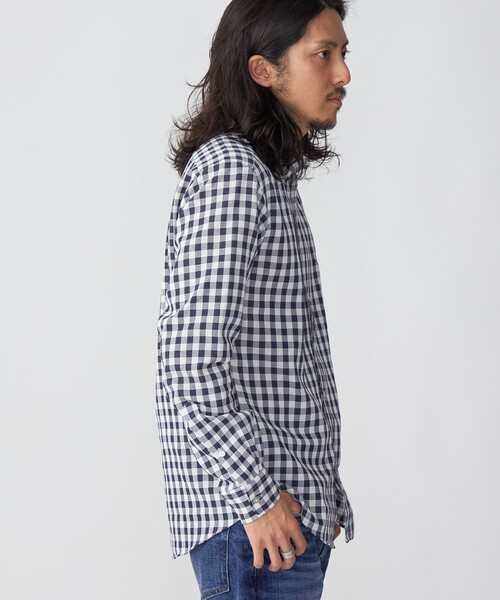 SHIPS（シップス）の「*SHIPS: 防シワ・吸水速乾 Drymix(R) ワンポイント ロゴ ギンガムチェック ボタンダウン パナマ シャツ（シャツ/ブラウス・メンズ・ベージュ/ネイビー/ブルー・SMALL/MEDIUM/LARGE/X-LARGE）」の17枚目の写真