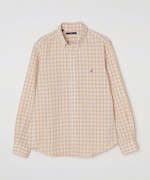 SHIPS（シップス）の「*SHIPS: 防シワ・吸水速乾 Drymix(R) ワンポイント ロゴ ギンガムチェック ボタンダウン パナマ シャツ（シャツ/ブラウス・メンズ・ベージュ/ネイビー/ブルー・SMALL/MEDIUM/LARGE/X-LARGE）」の19枚目の写真