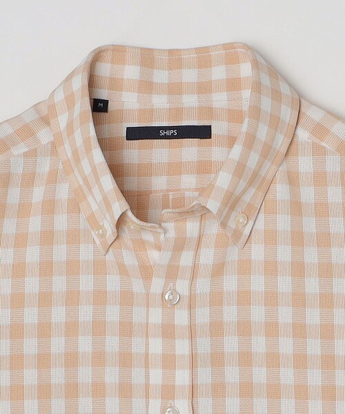 SHIPS（シップス）の「*SHIPS: 防シワ・吸水速乾 Drymix(R) ワンポイント ロゴ ギンガムチェック ボタンダウン パナマ シャツ（シャツ/ブラウス・メンズ・ベージュ/ネイビー/ブルー・SMALL/MEDIUM/LARGE/X-LARGE）」の21枚目の写真