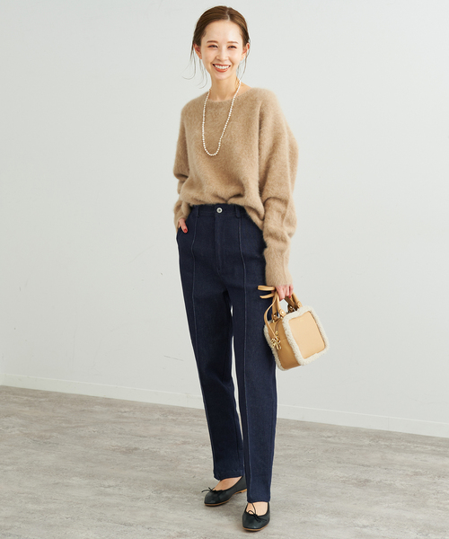 SLOBE IENA（スローブイエナ）の「デニムピンタックパンツ（デニムパンツ・レディース・ネイビー・36/38/40）」の4枚目の写真