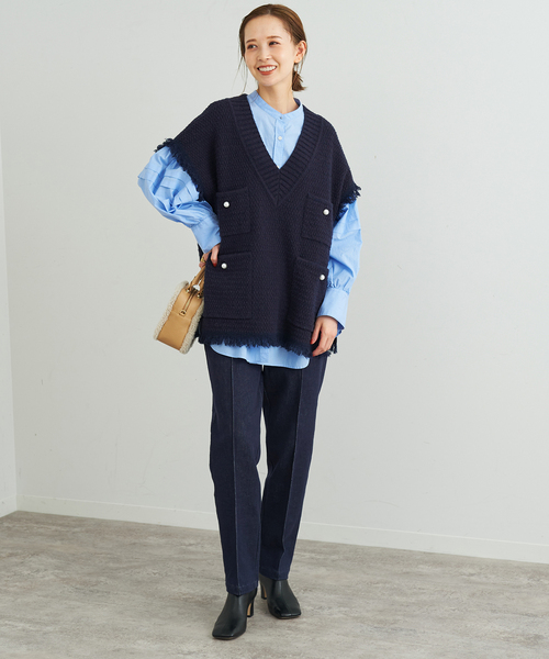 SLOBE IENA（スローブイエナ）の「デニムピンタックパンツ（デニムパンツ・レディース・ネイビー・36/38/40）」の16枚目の写真