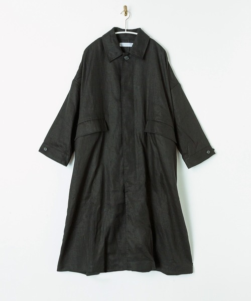 SETTO（セット）の「LEAF COAT：ステンカラーコート（ステンカラーコート・レディース・キナリ/ブラック・M/S/L）」の2枚目の写真