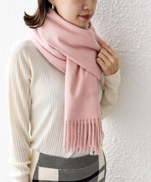 SHIPS（シップス）の「*〈手洗い可能〉ユニセックスロゴストール◆（ストール/ショール・レディース・ライトブルー/ブラック/オフホワイト/ベージュ/ピンク/グレー・ONE SIZE）」の6枚目の写真