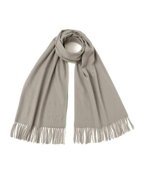 SHIPS（シップス）の「*〈手洗い可能〉ユニセックスロゴストール◆（ストール/ショール・レディース・ライトブルー/ブラック/オフホワイト/ベージュ/ピンク/グレー・ONE SIZE）」の8枚目の写真