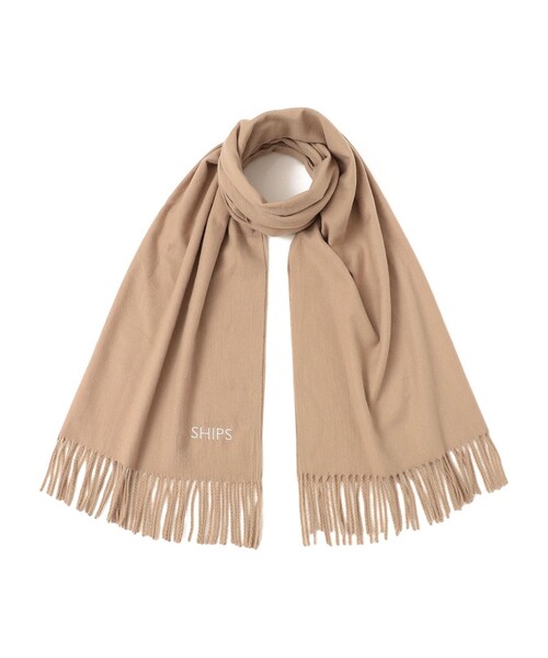 SHIPS（シップス）の「*〈手洗い可能〉ユニセックスロゴストール◆（ストール/ショール・レディース・ライトブルー/ブラック/オフホワイト/ベージュ/ピンク/グレー・ONE SIZE）」の10枚目の写真