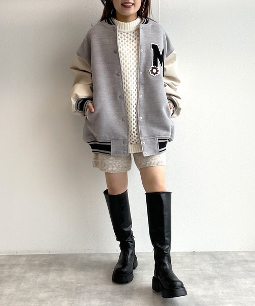 w closet（ダブルクローゼット）の「マーガレットメルトンスタジャン（スタジャン・レディース・ネイビー/ライトグレー・FREE）」の16枚目の写真