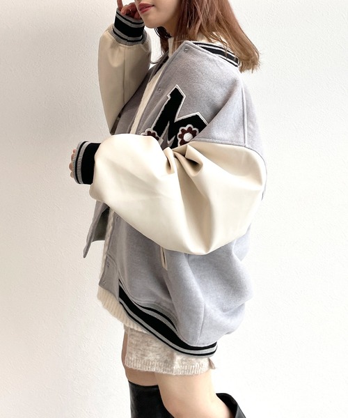 w closet（ダブルクローゼット）の「マーガレットメルトンスタジャン（スタジャン・レディース・ネイビー/ライトグレー・FREE）」の12枚目の写真