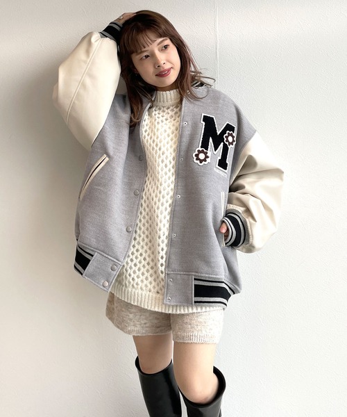 w closet（ダブルクローゼット）の「マーガレットメルトンスタジャン（スタジャン・レディース・ネイビー/ライトグレー・FREE）」の6枚目の写真