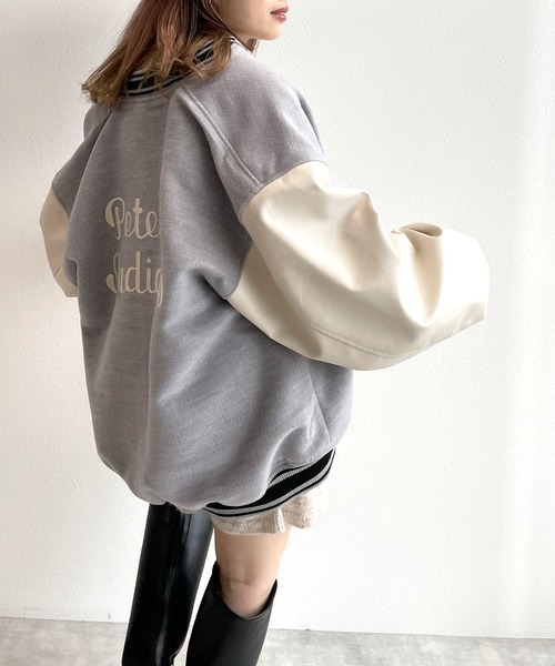 w closet（ダブルクローゼット）の「マーガレットメルトンスタジャン（スタジャン・レディース・ネイビー/ライトグレー・FREE）」の9枚目の写真