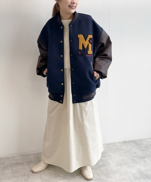 w closet（ダブルクローゼット）の「マーガレットメルトンスタジャン（スタジャン・レディース・ネイビー/ライトグレー・FREE）」の21枚目の写真