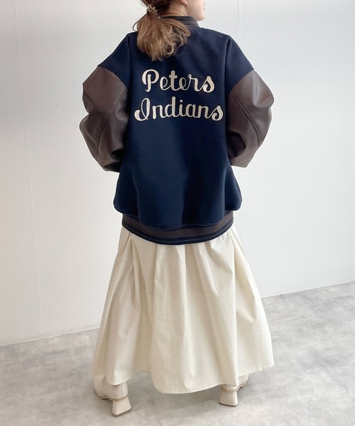 w closet（ダブルクローゼット）の「マーガレットメルトンスタジャン（スタジャン・レディース・ネイビー/ライトグレー・FREE）」の7枚目の写真