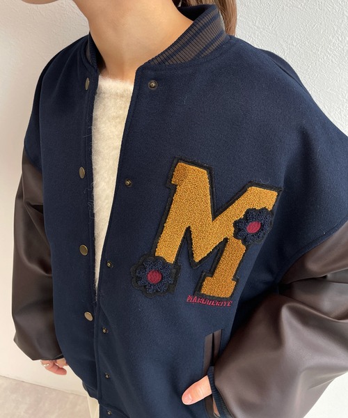 w closet（ダブルクローゼット）の「マーガレットメルトンスタジャン（スタジャン・レディース・ネイビー/ライトグレー・FREE）」の10枚目の写真