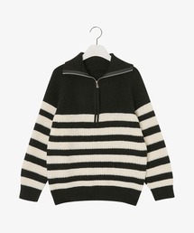 SONYUNARA ハーフジップアップストライプニット