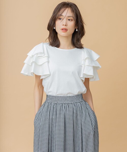 組曲(クミキョク)の「【組曲×setsuko sagittaire】joyバスク Tシャツ(Tシャツ/カットソー・レディース・ホワイト系/ブラック系/ブラック系1/イエロー系1/レッド系1・F)」の2枚目の写真