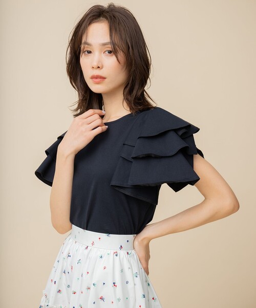 組曲(クミキョク)の「【組曲×setsuko sagittaire】joyバスク Tシャツ(Tシャツ/カットソー・レディース・ホワイト系/ブラック系/ブラック系1/イエロー系1/レッド系1・F)」の15枚目の写真