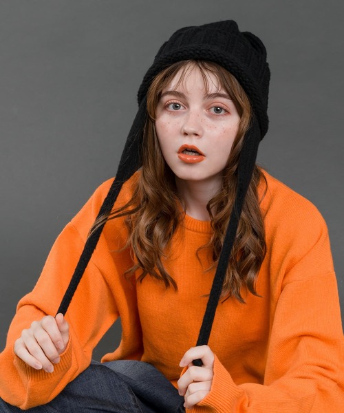 MUHET(ミュエータ)の「イヤーフラップニットキャップ(ニットキャップ/ビーニー・レディース・モカ/ブルー/アイボリー/ブラック・FREE)」の17枚目の写真