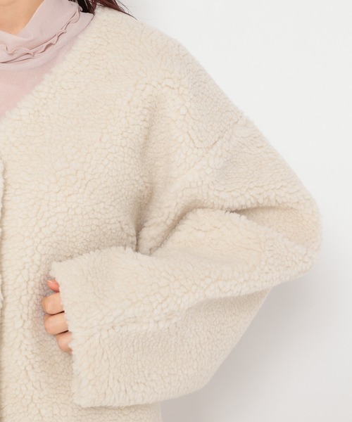 mysty woman（ミスティウーマン）の「テディベアボアカーデ 181148（カーディガン/ボレロ・レディース・ピンク/モカ/アイボリー・FREE）」の7枚目の写真